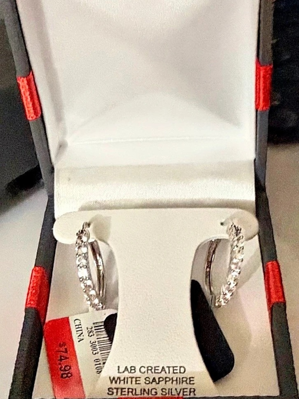 Lab-Created White Sapphire Sterling Silver Earrings NWT